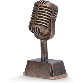 Award Trophy, Retro Microphone Props Model Resin Vintage Microphone Stage Table Decor Fake Microphone Antique Microphone Decor Singing Award Prize for Home Singing Competition