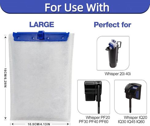 xbbwmrs 8-pack خراطيش فلتر بديلة كبيرة لمرشحات Tetra Whisper Bio-Bag خراطيش فلتر حوض السمك الكبيرة لـ Tetra 20i/40i IQ20/30/45/60 PF20/30/40/60 مرشحات الطاقة - جاهزة للاستخدام in Kuwait
