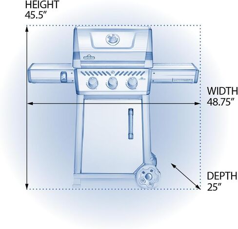 Napoleon Freestyle 365 Propane Gas BBQ Grill - F365DPGT - Barbecue Gas Cart, With 3 Burners, Folding Side Shelves, Instant Failsafe Ignition, Porcelain Coated Cast Iron Cooking Grids in Kuwait