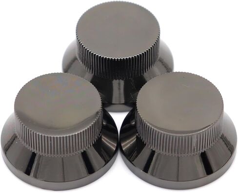 3pcs Metal Bell Guitar Knobs Black Push On ST Strat Guitar Top Hat Knob for 5.8mm Guitar Split Shafts (Black) in Kuwait