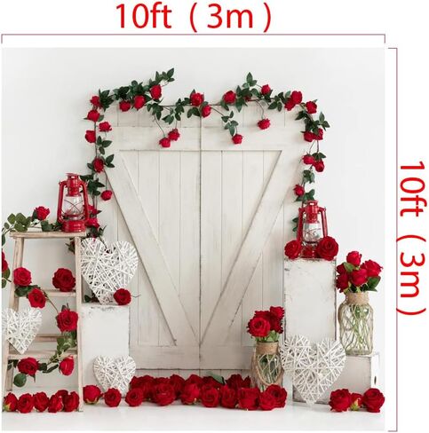 كيت 7x5ft عيد الحب خلفية للتصوير الفوتوغرافي جدار أبيض خمر لوحة وردة حمراء عيد الحب خلفية عيد الحب حزب الديكور الخلفية in Saudi Arabia