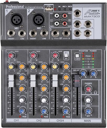 Audio2000'S S7303- جهاز مزج الصوت الاحترافي رباعي القنوات مع معالج USB وDSP in Saudi Arabia