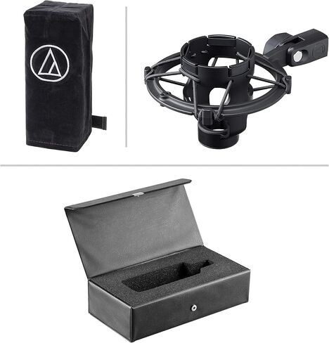 ميكروفون مكثف قلبي من Audio-Technica AT4040 مع حامل للصدمات + حامل ميكروفون + مرشح بوب مقاس 4 بوصة ASVS4B + قطعة قماش نظيفة in Saudi Arabia