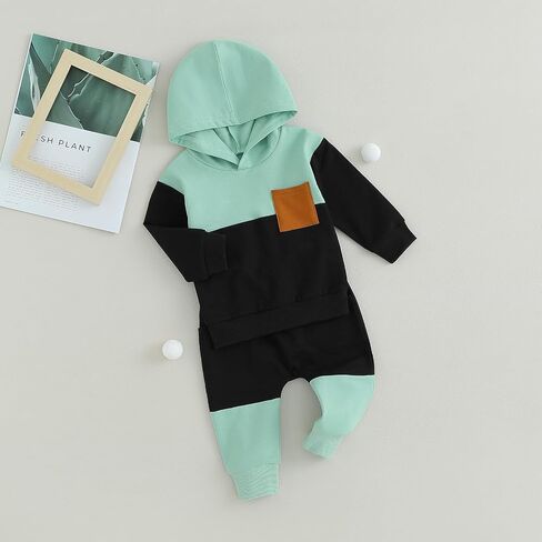 Toddler Baby Boy Clothes Color Block Hooded Sweatshirt Pullover Jogger Pants 2Pcs Fall Winter Sweatsuit Outfit in Kuwait