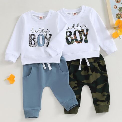 Mamas Boy Clothes Toddler Baby Fall Winter Outfit Long Sleeve Letter Sweatshirt Top Jogger Pants Casual Tracksuit in Kuwait