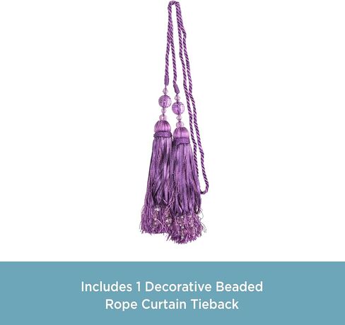 Kenney Tweener Jeweled Tassel Rope Window Curtain Tieback, Purple 21-Inch in Saudi Arabia