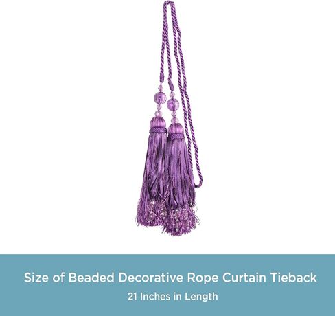 Kenney Tweener Jeweled Tassel Rope Window Curtain Tieback, Purple 21-Inch in Saudi Arabia