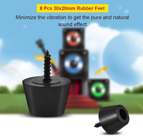 8 Pcs Rubber Feet Anti-Vibration Base Pad 30x20mm Stand for Speaker Guitar Amplifier w/Screws in Saudi Arabia