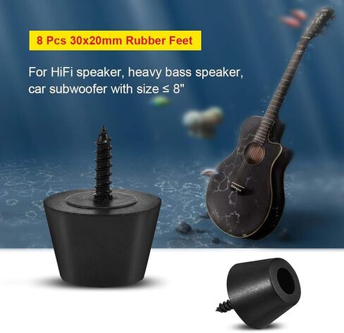 8 Pcs Rubber Feet Anti-Vibration Base Pad 30x20mm Stand for Speaker Guitar Amplifier w/Screws in Saudi Arabia
