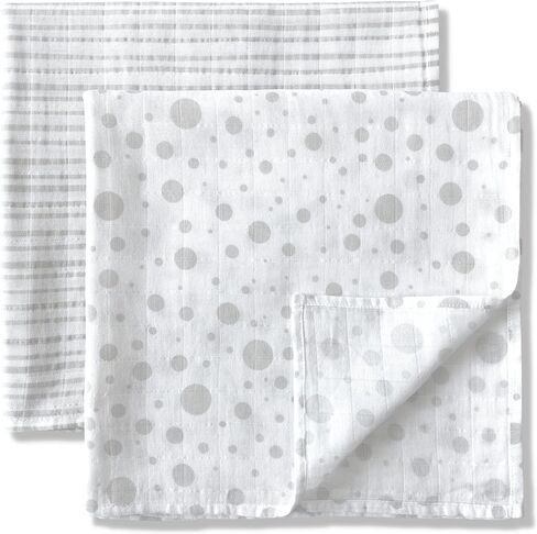 MOZAH Organic Muslin Swaddle Blankets - 100% Cotton for Girl and Boy - Receiving Blanket - 2 Pack of Baby Swaddle Blankets for Gender Neutral Nursery (Mauve and Beige) in Saudi Arabia