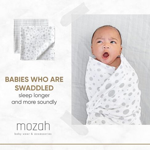 MOZAH Organic Muslin Swaddle Blankets - 100% Cotton for Girl and Boy - Receiving Blanket - 2 Pack of Baby Swaddle Blankets for Gender Neutral Nursery (Mauve and Beige) in Saudi Arabia