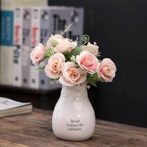 مزهرية زهرة السيراميك هدية مزهرية مصنوعة يدويًا للمزرعة، مزهرية مزخرفة هدية لحفلات الزفاف، وأعياد الميلاد، والحفلات، والعطلات، 5 بوصات ارتفاع (اللطف) in Kuwait