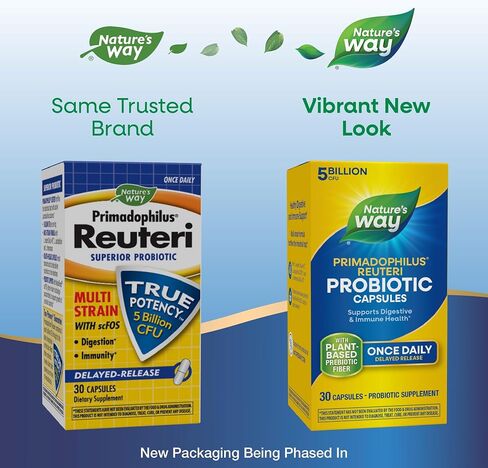 Nature's Way Primadophilus Reuteri Probiotic, Supports Digestive & Immune Health*, 5 Billion Live Cultures, 30 Capsules (Packaging May Vary) in Saudi Arabia