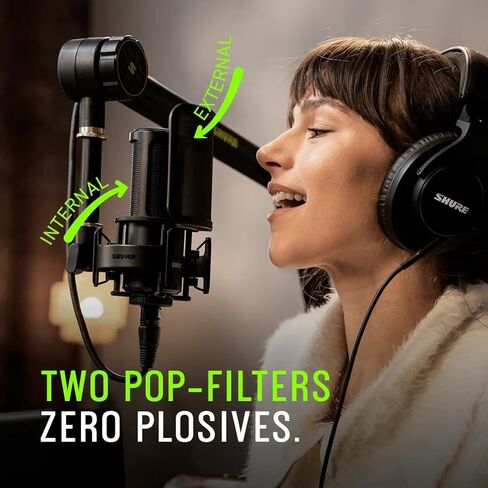 طقم ميكروفون تسجيل ستوديو SM4 من Shure، ميكروفون مكثف XLR Home Studio مع صوت جاهز للمزج - هيكل معدني بالكامل، يتضمن مرشح بوب مغناطيسي قابل للفصل وحامل للصدمات (SM4-K-KIT) in Saudi Arabia