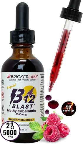 Bricker Labs B12 Blast Methylcobalamin فيتامين ب12 السائل، فيتامينات الطاقة، مكمل الطاقة (1000 ميكروجرام) in Kuwait