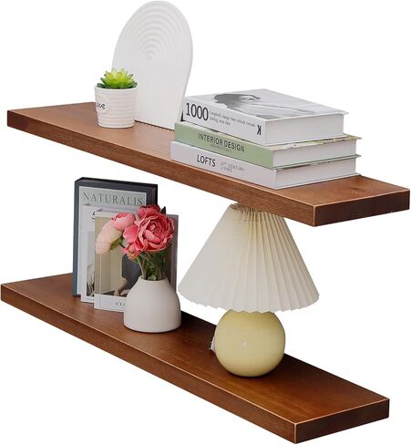 WELLAND Allen 8" Deep Floating Shelves Set of 2 Reclaimed Wood Wall Shelf Rustic Pine Wall Mount Shelf (Set of 2, 24 inch) in Saudi Arabia