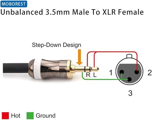 كابل ميكروفون MOBOREST 3.5 مم 1/8 بوصة TRS ستيريو إلى XLR أنثى، لاستوديوهات التسجيل الاحترافية، والعروض الحية، والمدارس، والكنيسة، والخطابة العامة، والحفلات ... إعداد الصوت (0.5M-1.6FT) in Kuwait