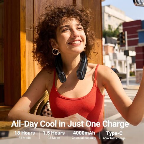 TORRAS COOLIFY 2S Limited Version Neck Air Conditioner, Orange-blue-Change Neck Fan, Long Battery Version portable neck fan, Smart App Control Neck Fan Rechargeable, Black in Saudi Arabia