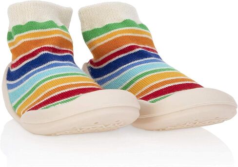 Nuby Snekz Comfortable Rubber Sole Sock Shoes for First Steps- Multi Color Stripes/Medium 14-22 Months in Saudi Arabia