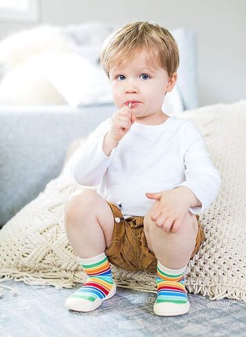 Nuby Snekz Comfortable Rubber Sole Sock Shoes for First Steps- Multi Color Stripes/Medium 14-22 Months in Saudi Arabia