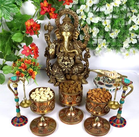ASHIRWAD Original Ganesh Shankh, Conch Shell for Puja Ritual, all Well-being, Health and Success for Life (Ganesh Shankh (Pouch) - 3.5 in) in Kuwait