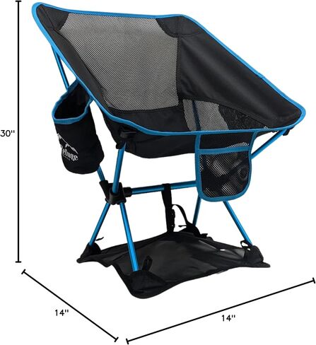 ER EZ - كرسي تخييم خفيف الوزن قابل للطي، صغير الحجم وشديد التحمل للتخييم في الهواء الطلق، والسفر، والشاطئ، والنزهات، والمهرجانات، والمشي لمسافات طويلة، وحقيبة ظهر خفيفة الوزن - تتضمن شبكة رملية مجانية! (أزرق) in Kuwait