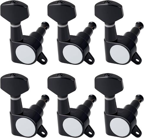 Banworks 6-In-Line Guitar Tuning Pegs 15:1 Ratio Sealed Guitar String Tuning Keys Machines with 45 Degree Fixing Tag for Strat ST Tele Electric Guitar Pack of 6 JT/JXQ-01 Black in Saudi Arabia