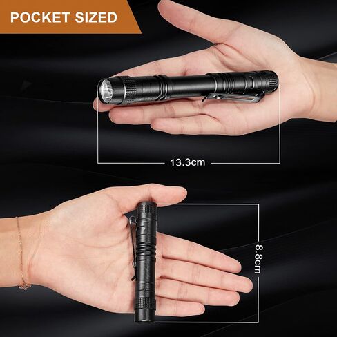 Honoson 12 Pieces Mini LED Pen Flashlight Bulk Small Pocket Flashlight 3.5 Inch, 5.24 Inch Aluminum Handheld Penlight with Clip for Inspection Camping Emergency Diary Lighting in Kuwait