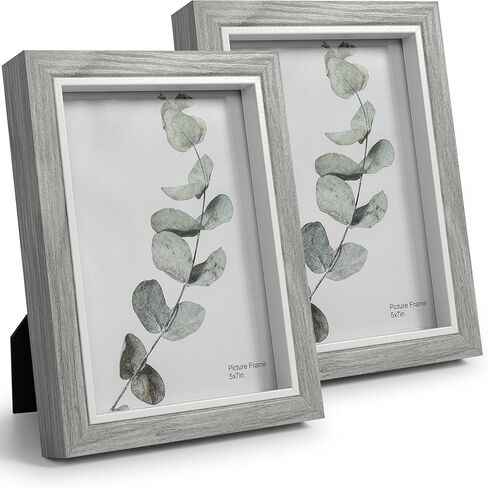 Afuly 4x6 Picture Frames Grey Wood Texture Photo Frame Wall Tabletop Home Gallery Decor, Modern Minimalist Collage Picture Frame Weddings Gifts for Friends Family, Set of 2 in Saudi Arabia