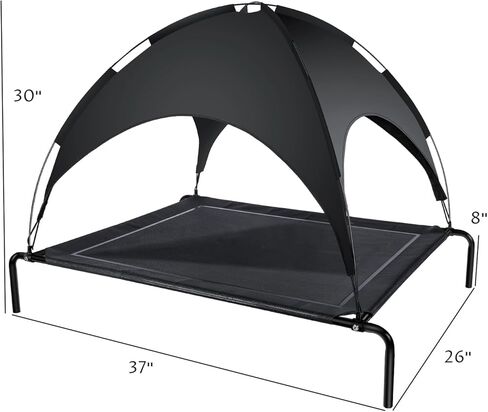 ANWA Raised Dog Bed with UV Protection Canopy Medium Size 37" L x 26" W x 30" H, Waterproof Portable Pet Cot Outdoor Use, Elevated Dog Bed with Breathable Mesh in Kuwait