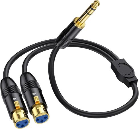 كابل MOTONG ثنائي أنثى XLR إلى TRS ستيريو ذكر قابس Y-Splitter، 6.35 مم غير متوازن 2-XLR أنثى إلى ربع بوصة سلك تصحيح محول للميكروفون وبطاقة الصوت وكاميرا الفيديو والمزيد (أنثى مزدوجة إلى ذكر) in Saudi Arabia