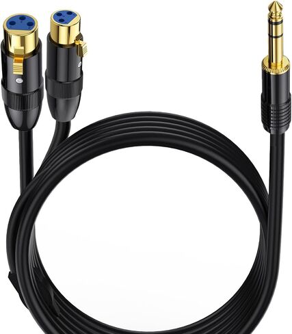 كابل MOTONG ثنائي أنثى XLR إلى TRS ستيريو ذكر قابس Y-Splitter، 6.35 مم غير متوازن 2-XLR أنثى إلى ربع بوصة سلك تصحيح محول للميكروفون وبطاقة الصوت وكاميرا الفيديو والمزيد (أنثى مزدوجة إلى ذكر) in Saudi Arabia