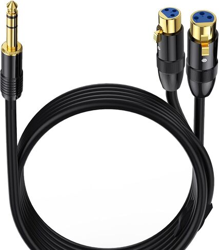 كابل MOTONG ثنائي أنثى XLR إلى TRS ستيريو ذكر قابس Y-Splitter، 6.35 مم غير متوازن 2-XLR أنثى إلى ربع بوصة سلك تصحيح محول للميكروفون وبطاقة الصوت وكاميرا الفيديو والمزيد (أنثى مزدوجة إلى ذكر) in Saudi Arabia