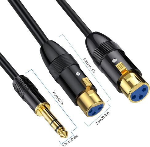 كابل MOTONG ثنائي أنثى XLR إلى TRS ستيريو ذكر قابس Y-Splitter، 6.35 مم غير متوازن 2-XLR أنثى إلى ربع بوصة سلك تصحيح محول للميكروفون وبطاقة الصوت وكاميرا الفيديو والمزيد (أنثى مزدوجة إلى ذكر) in Saudi Arabia