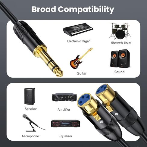 كابل MOTONG ثنائي أنثى XLR إلى TRS ستيريو ذكر قابس Y-Splitter، 6.35 مم غير متوازن 2-XLR أنثى إلى ربع بوصة سلك تصحيح محول للميكروفون وبطاقة الصوت وكاميرا الفيديو والمزيد (أنثى مزدوجة إلى ذكر) in Saudi Arabia