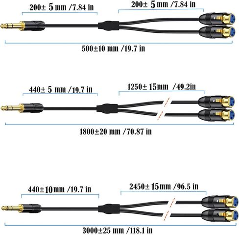 كابل MOTONG ثنائي أنثى XLR إلى TRS ستيريو ذكر قابس Y-Splitter، 6.35 مم غير متوازن 2-XLR أنثى إلى ربع بوصة سلك تصحيح محول للميكروفون وبطاقة الصوت وكاميرا الفيديو والمزيد (أنثى مزدوجة إلى ذكر) in Saudi Arabia