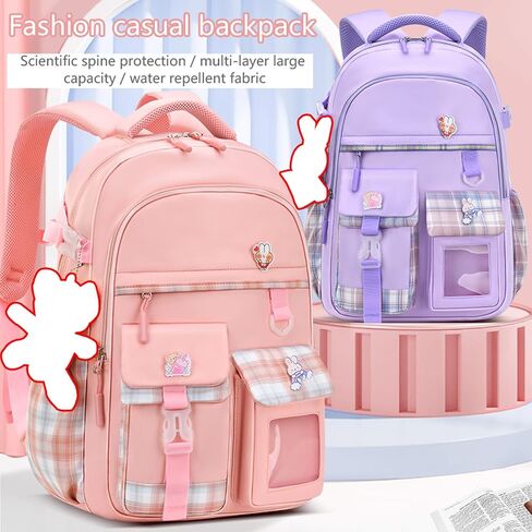 KEBEIXUAN Backpacks for Girls Bookbag with cute Pendant Kawaii School Bag (Girls Backpack+Insulated Lunch Bag+Pencil Case Blue) in Saudi Arabia