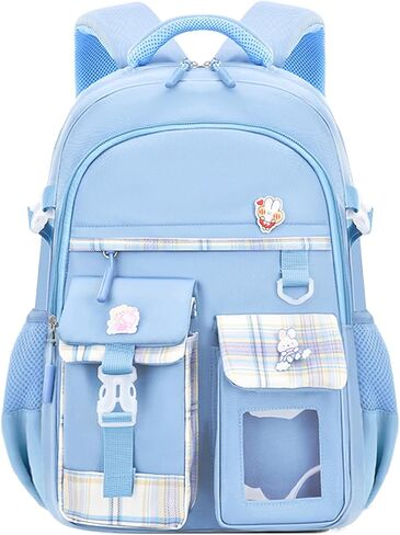 KEBEIXUAN Backpacks for Girls Bookbag with cute Pendant Kawaii School Bag (Girls Backpack+Insulated Lunch Bag+Pencil Case Blue) in Saudi Arabia