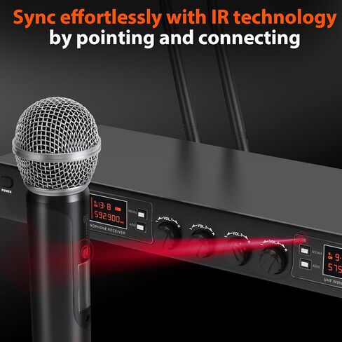 4 Channel Wireless Microphones System, Quad UHF Cordless Mic Set,4 * 40 Groups Metal Handheld Dynamic, Auto Scan, Long Range 200-300Ft,16 Hours Use for Church,Singing Bands (WM500) in Saudi Arabia