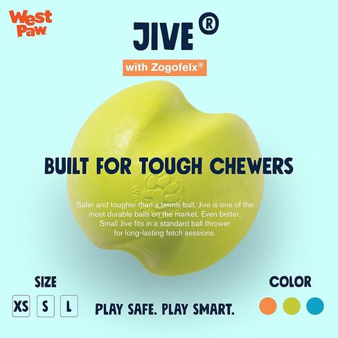 WEST PAW Zogoflex Jive Ball Dog Chew Toy – Bouncing Toys for Dogs, Fetch, Catch, Chewing, Play – Floatable, Recyclable Balls – Latex-Free, Non-Toxic, Dishwasher Safe Dog Toy, X-Small 2", Aqua Blue in Kuwait