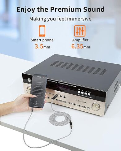 CableCreation 3.5 ملم جاك إلى 6.35 ملم جاك كابل 1FT، TRS 6.35 ملم 1/4 ذكر إلى 3.5 ملم 1/8 أنثى محول صوت جاك ستيريو لمكبر الصوت، الجيتار، البيانو، الكمبيوتر المحمول، المسرح المنزلي، الهاتف in Saudi Arabia