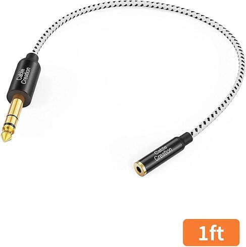 CableCreation 3.5 ملم جاك إلى 6.35 ملم جاك كابل 1FT، TRS 6.35 ملم 1/4 ذكر إلى 3.5 ملم 1/8 أنثى محول صوت جاك ستيريو لمكبر الصوت، الجيتار، البيانو، الكمبيوتر المحمول، المسرح المنزلي، الهاتف in Saudi Arabia