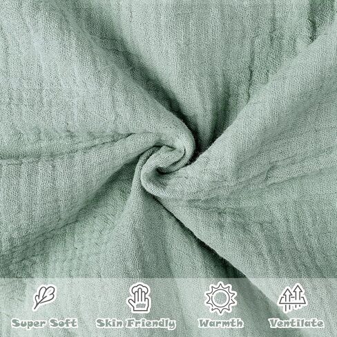 بطانيات أطفال من Hooyax Muslin، بطانية حضانة فائقة النعومة للأولاد والبنات، تصميم بطبقة مزدوجة، واجهة قطنية وظهر منقط، بطانيات دافئة لاستقبال القماط لحديثي الولادة، 30 بوصة × 40 بوصة أخضر in Kuwait