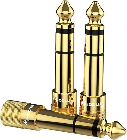 MAONO 6.35 ملم 1/4 ذكر إلى 3.5 ملم 1/8 أنثى محول سماعة رأس ستيريو لواجهة الصوت، خلاط، جيتار، بيانو كهربائي، أمبير، AD03 (مطلي بالذهب، 3 قطع) in Kuwait