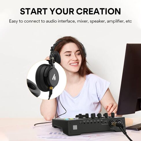 MAONO 6.35 ملم 1/4 ذكر إلى 3.5 ملم 1/8 أنثى محول سماعة رأس ستيريو لواجهة الصوت، خلاط، جيتار، بيانو كهربائي، أمبير، AD03 (مطلي بالذهب، 3 قطع) in Kuwait