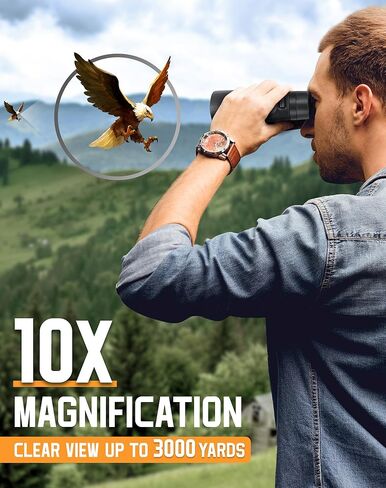 مناظير BEBANG للبالغين 10x42 مناظير مقاومة للماء عالية الطاقة لمشاهدة الطيور والصيد والسفر ومشاهدة النجوم والرياضة والحياة البرية ومجموعة مشرقة وواضحة من الرؤية in Kuwait