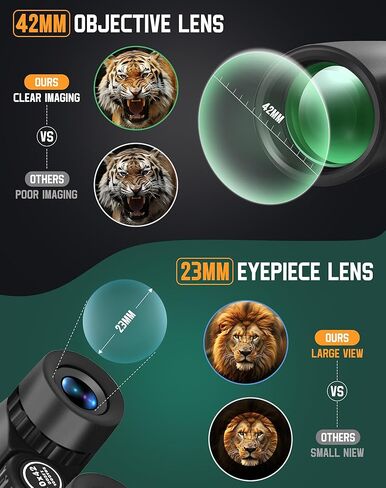 مناظير BEBANG للبالغين 10x42 مناظير مقاومة للماء عالية الطاقة لمشاهدة الطيور والصيد والسفر ومشاهدة النجوم والرياضة والحياة البرية ومجموعة مشرقة وواضحة من الرؤية in Kuwait
