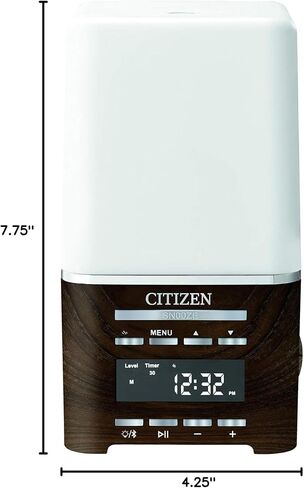 Citizen Clocks Model CC1036 SensoryTime Sensory Time Essential Oil Diffusor Wellness Clock, Alarm, Bluetooth Connection, Room Light, and USB Charging, 7 3/4" H x 4 1/4" W x 4 1/4" D, White in Saudi Arabia