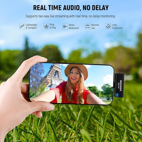 NEEWER Wireless Lavalier Microphone Kit for USB C, Dual Omnidirectional Condenser Lav Mics with Charging Case, Noise Canceling Lapel Mics Compatible with iPhone 15 Series Samsung Android Phone, KM24 in Saudi Arabia