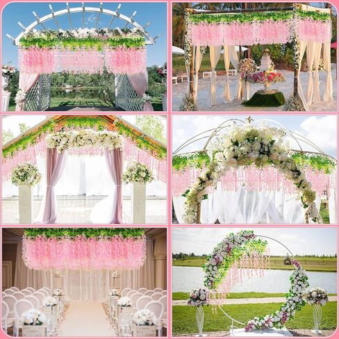 108 حزمة 43.2 بوصة / 3.6 قدم زهور الوستارية الاصطناعية المزيفة المعلقة زهور الوستارية الصناعية إكليل الحرير الوستارية الكرمة الروطان سلسلة زهور معلقة طويلة للمنزل وحفلات الزفاف الخارجية (حليبي) in Kuwait